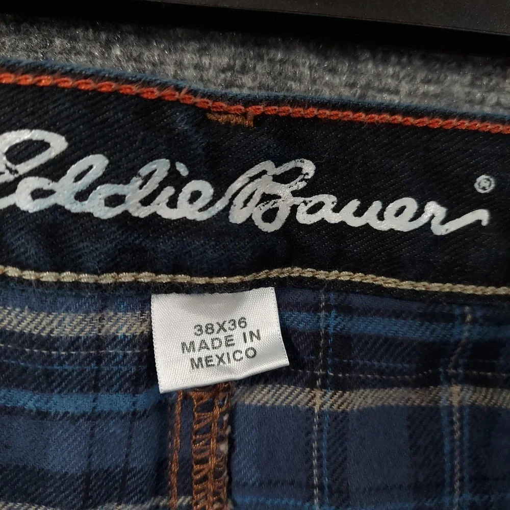 Eddie Bauer Relaxed Fit Jeans Mens 38x36 Blue Dark Flannel Lined Denim Pants